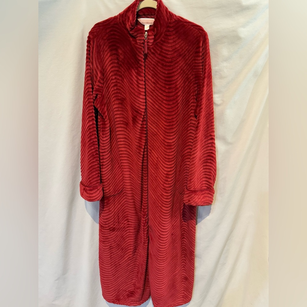 NWOT - Stan Herman Luxurious Textured Plush Zippered Front Robe - Large Tall